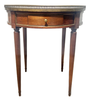 French 19th Century Louis XVI Mahogany Oval Bouillotte Marble Top Side Table