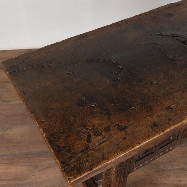 Early 18th Century 18th Century Rustic Portuguese Chestnut Console Table With Single Drawer For Sale - Image 5 of 18