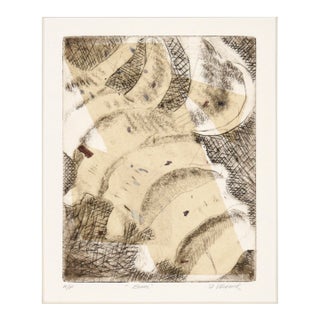 "Bones" - Abstracted Etching in Ink on Paper (Artist's Proof) by Doris Warner For Sale