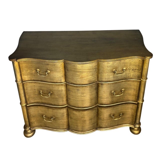 Ethan Allen Ethan Allen Serpentine Chest in Original Metallic Silver-Gold Finish For Sale - Image 4 of 13