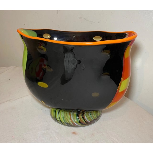 Large Blown Harry Stuart RPM Studio Centerpiece Bowl Art Glass Sculpture Vase For Sale - Image 4 of 14