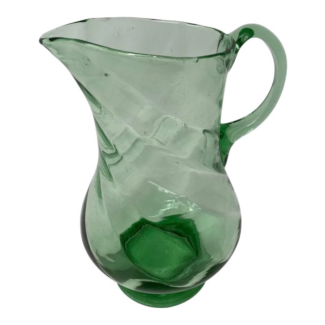 French Green Crystal Pitcher For Sale
