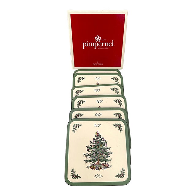 Set of 6 Spode "Christmas Tree" Coasters For Sale