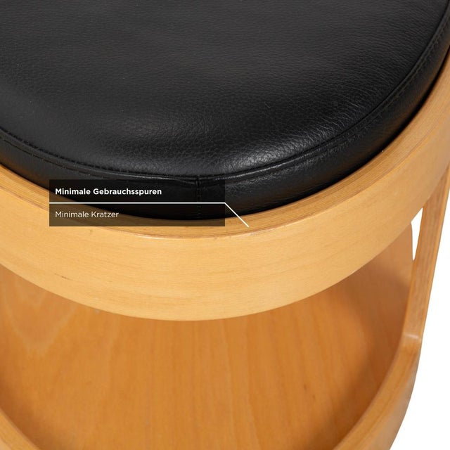 Wood and Black Leather Arion Ottoman with Wheels from Stressless For Sale - Image 6 of 12