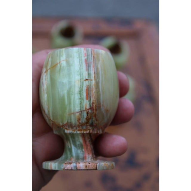 Aqua Tanzanian Green Onyx Liquor Glasses, 1950s, Set of 6 For Sale - Image 8 of 10