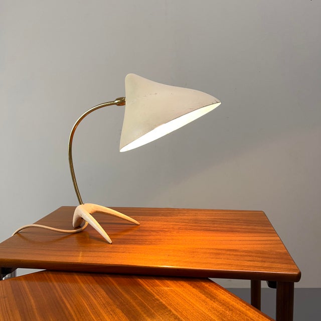 Mid-Century Modern Cream-Colored Table Lamp with Crows Foot from Cosack, Germany, 1950s For Sale - Image 3 of 8