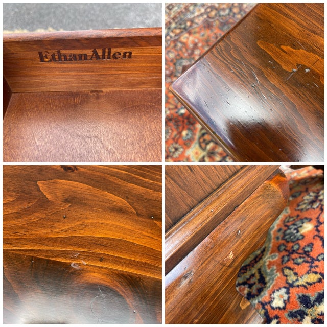 1980s Ethan Allen Antiqued Pine Rustic Traditional 4 Drawer Nightstand Chest (12-5016) For Sale - Image 10 of 10