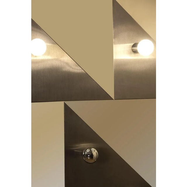 Coat Rack with Lights on Adjustable Steel Squared Bases, 1970s For Sale - Image 11 of 12