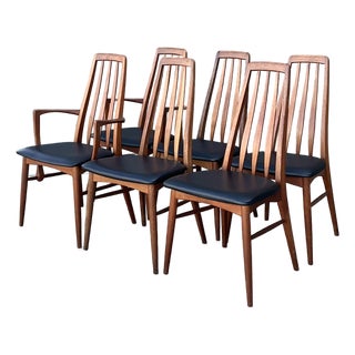 Vintage MCM Niels Koefoed Teak “Eva” Dining Chairs - Set of 6 For Sale