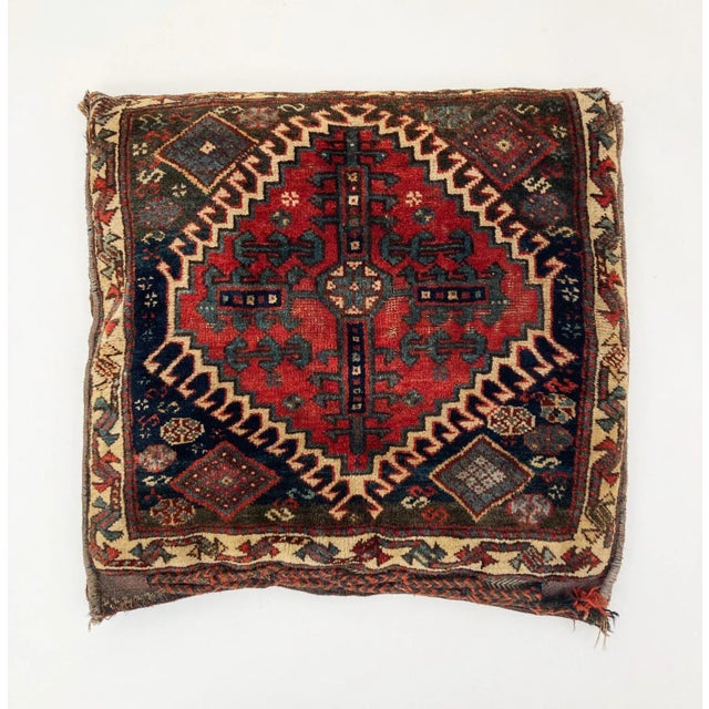 Antique Circa 1900 Persian Saddle-Bag Converted to a Tribal Pillow For Sale - Image 13 of 13