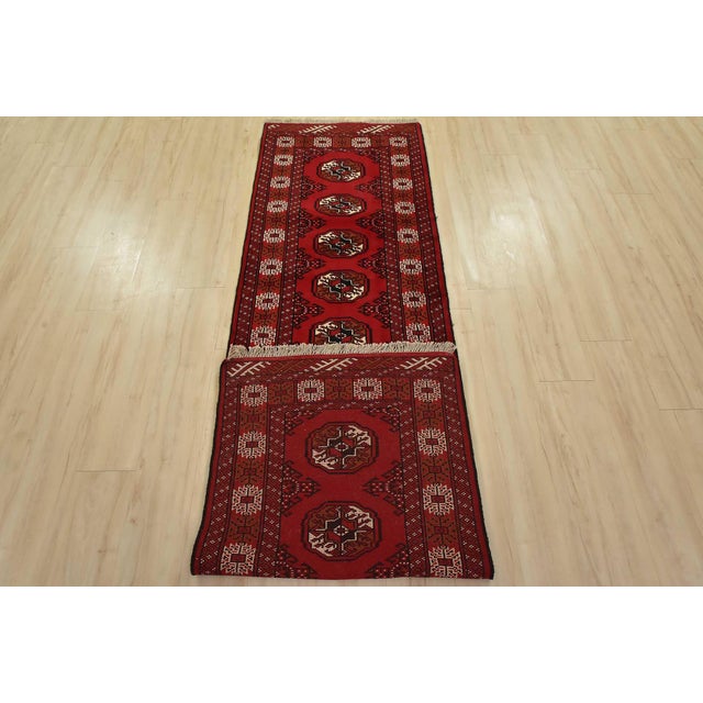 Turkmen Runner 2’7” X 9’2” Red Wool Vintage Tribal Hand-Knotted Oriental Rug For Sale - Image 11 of 12