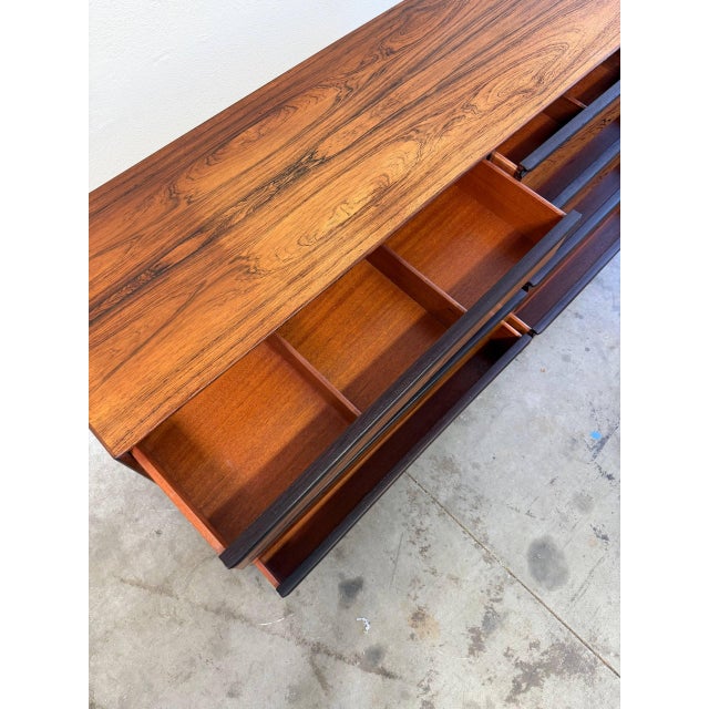 Westnofa Furniture Mid 20th CenturyWestnofa Rosewood 8 Drawer Dresser Scandinavian Lowboy Norway For Sale - Image 4 of 10