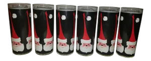Mid-Century Modern Libbey Holt-Howards Santa Glasses - Set of 6