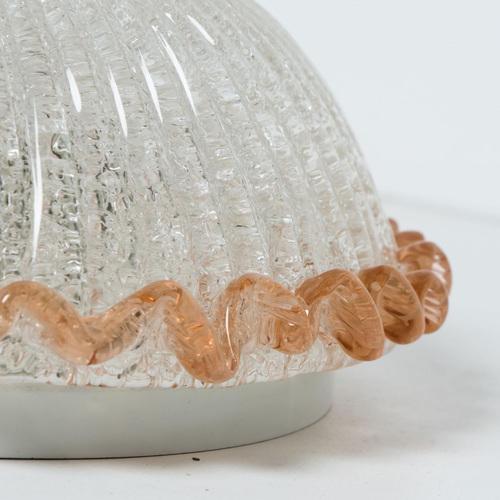 1970s Flush Mount with Pink and Clear Murano Glass attributed to Barovier & Toso, Italy, 1970s For Sale - Image 5 of 7