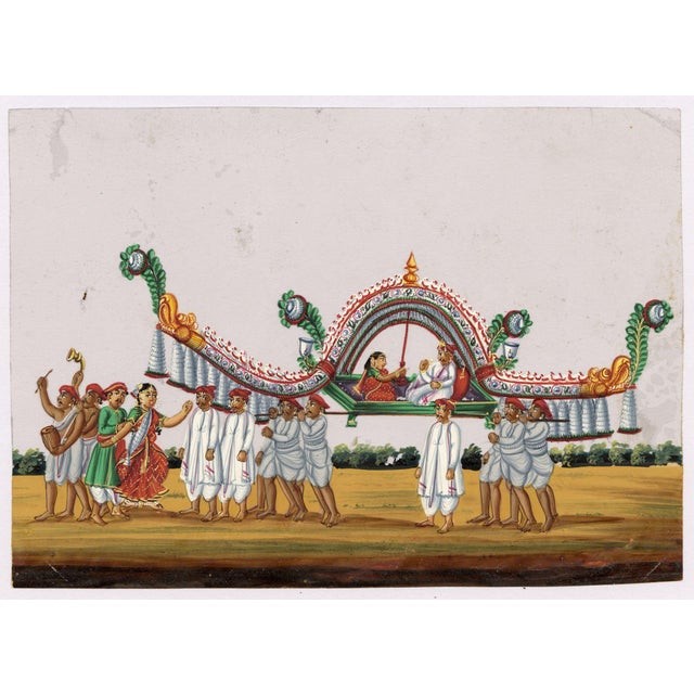 Indian Company School, Marriage Procession, 1800s, Gouache on Paper For Sale - Image 5 of 9