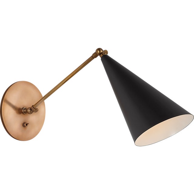 AERIN for Visual Comfort Signature Clemente Single Arm Library Sconce in Black For Sale