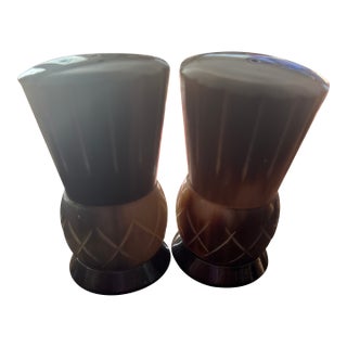 Vintage Carved Horn Scottish Thistle Salt and Pepper Shakers For Sale