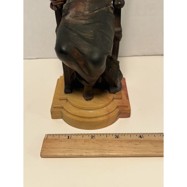 Bronze 19th Century Michel Léonard Béguine (1855-1929) Enthroned Woman Bronze Figurine For Sale - Image 8 of 9