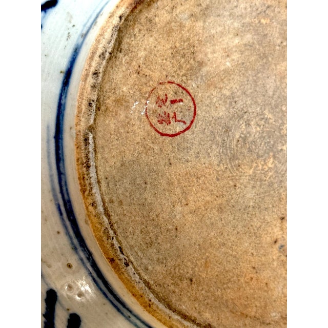 Shipwreck Qing Dynasty, Geometric Pattern Blue & White Bowl & Later Wood Stand - a Pair For Sale - Image 11 of 11