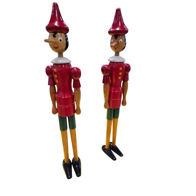 Original Pinocchio dolls (set of 2) by Gio Galetti, Italy 70s Height 80Width 15Depth 10 cm