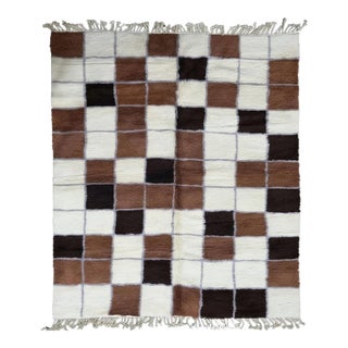 Brown Checkered Moroccan Rug - 9.8 X 8.5 Ft For Sale