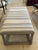Very Large Classic Grey Wood & Upholstered Striped Ottoman For Sale - Image 12 of 12