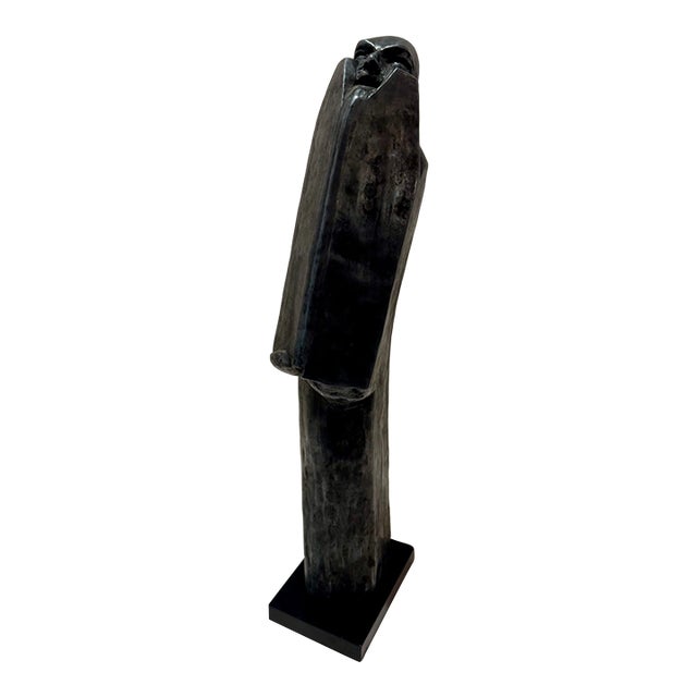 Mid 20th Century Larry Mohr Signed Bronze Figurative Sculpture Tall Abstract Modernist Form on Base For Sale