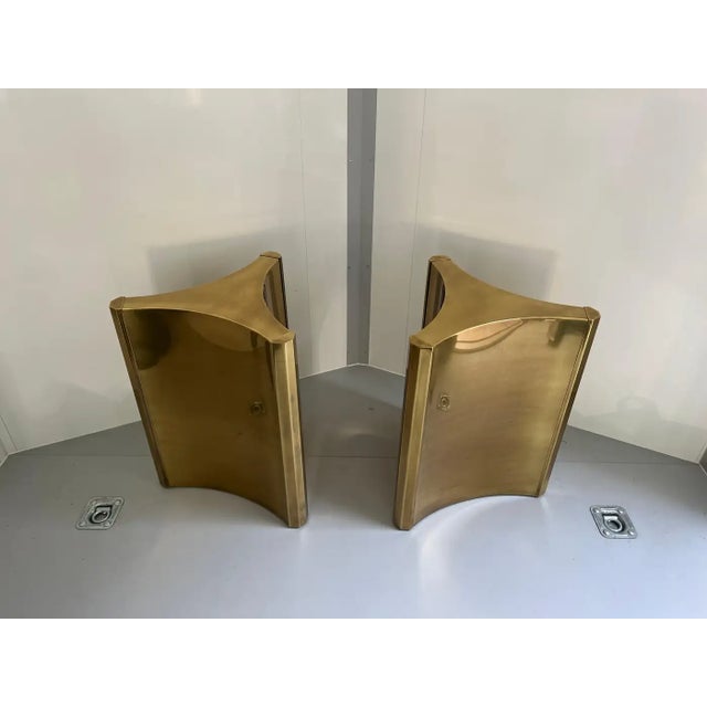 Mid-Century Modern Mastercraft Brass 'Trilobi' Triangular Dining Table or Desk Bases, Circa 1970 For Sale - Image 3 of 16