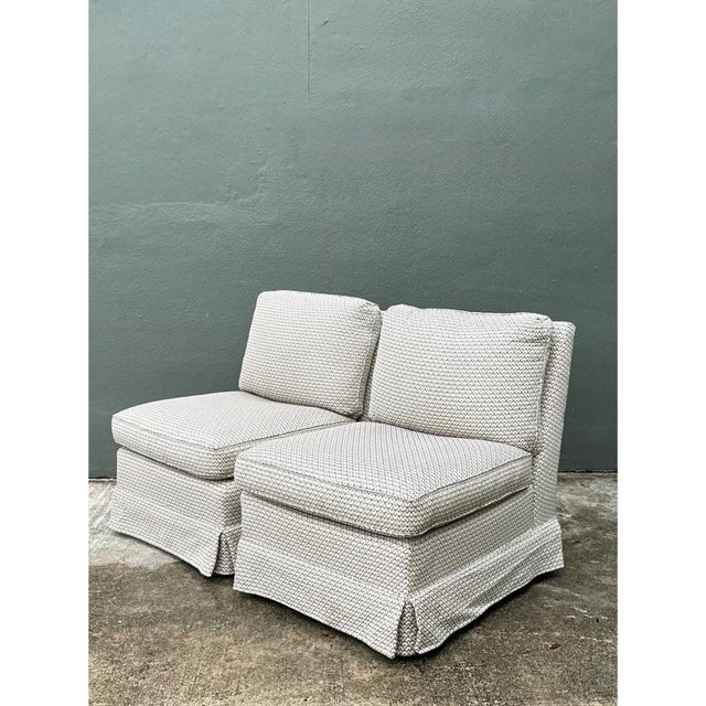 Vintage Upholstered Slipper Chairs - Pair For Sale - Image 9 of 12