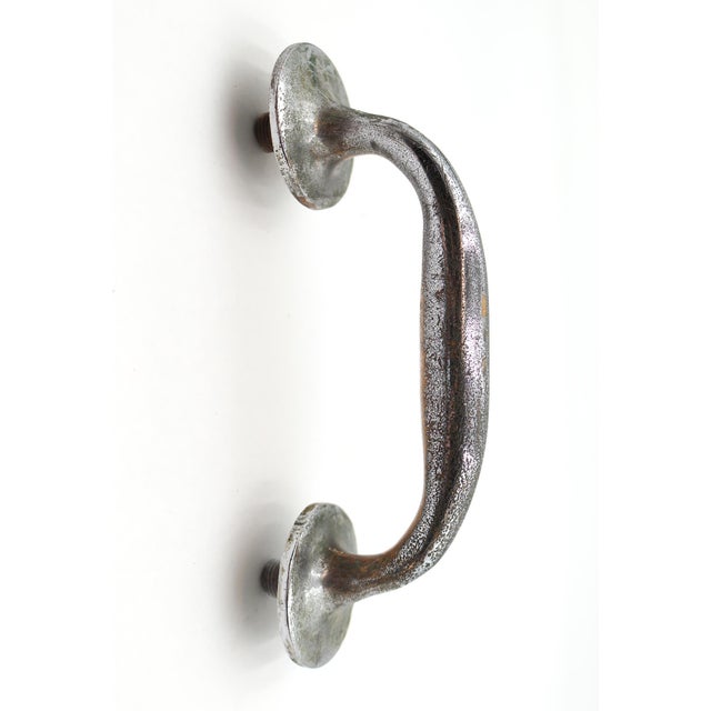 Mid 20th Century Pair of Vintage 7.5 In. Nickeled Brass Door Pull Handles For Sale - Image 5 of 6