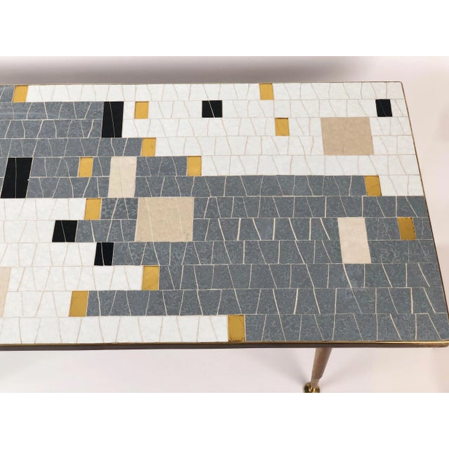 Mid-Century Glass Mosaic Coffee Table in Black, White, Grey & Gold For Sale - Image 4 of 14