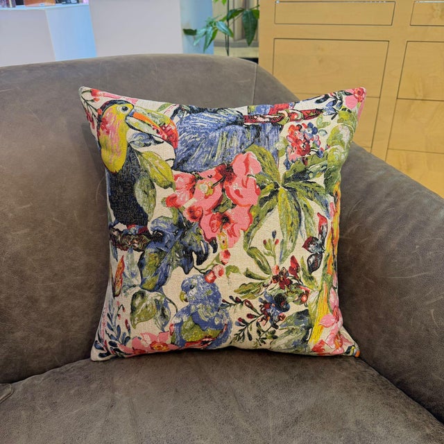 Toucan Parrot Woven 18x18 Cushion Cover For Sale - Image 13 of 18