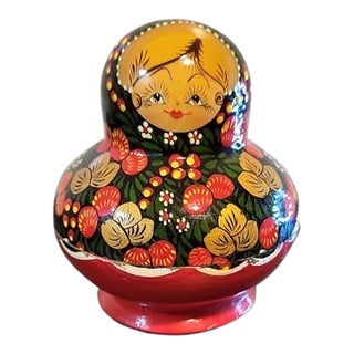 1990's Wooden Nesting Dolls Set of 10 Hand Painted For Sale