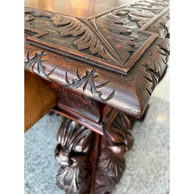 19th Century Carved Oak Desk in the Style of Style of R. J. Horner & Co. For Sale - Image 11 of 18