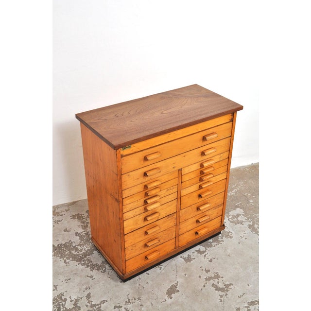 Vintage School Chest of Drawers in Beech, 1950s For Sale - Image 4 of 9