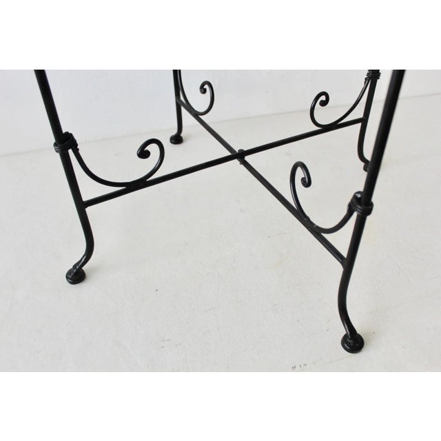 Vintage Mid-Century Wicker Bamboo Side Table Scroll Base Detail For Sale - Image 9 of 12