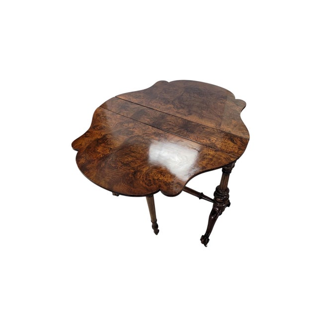 19th Century Victorian Burr Walnut Sutherland Drop-Leaf Table For Sale In West Palm - Image 6 of 12