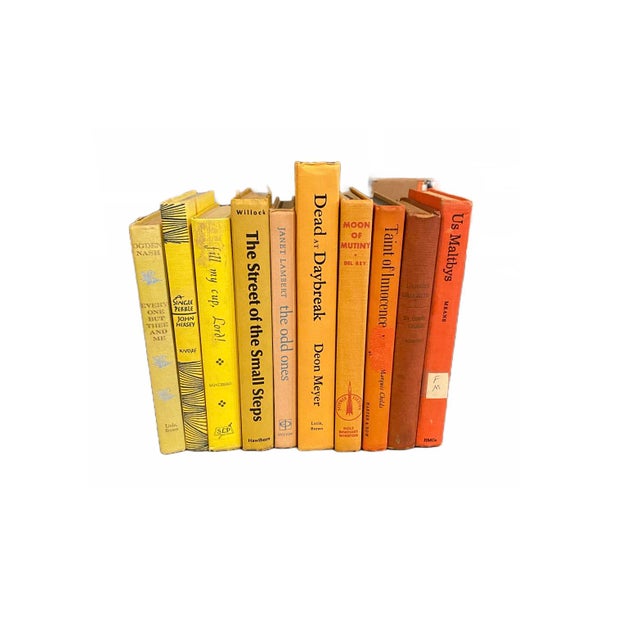 Modern Vintage Late 20th Century Yellow/Orange Books - Set of 10 For Sale - Image 3 of 3