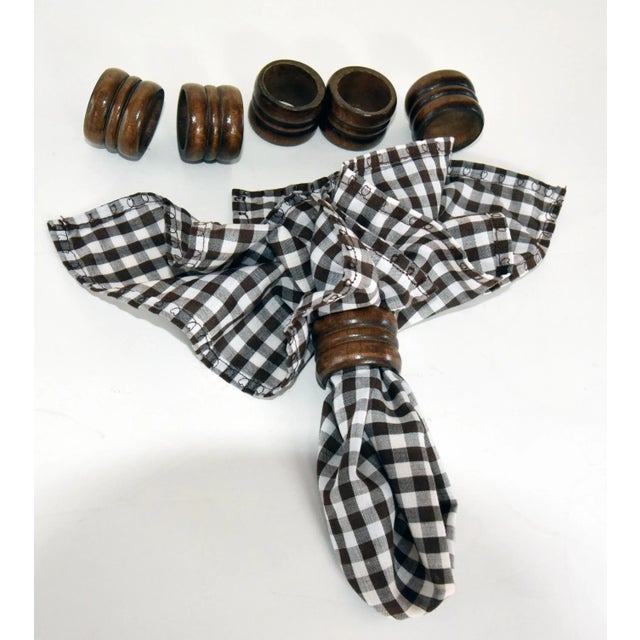Traditional Vintage Turned Wood Napkin Rings- Set of 6 For Sale - Image 3 of 4