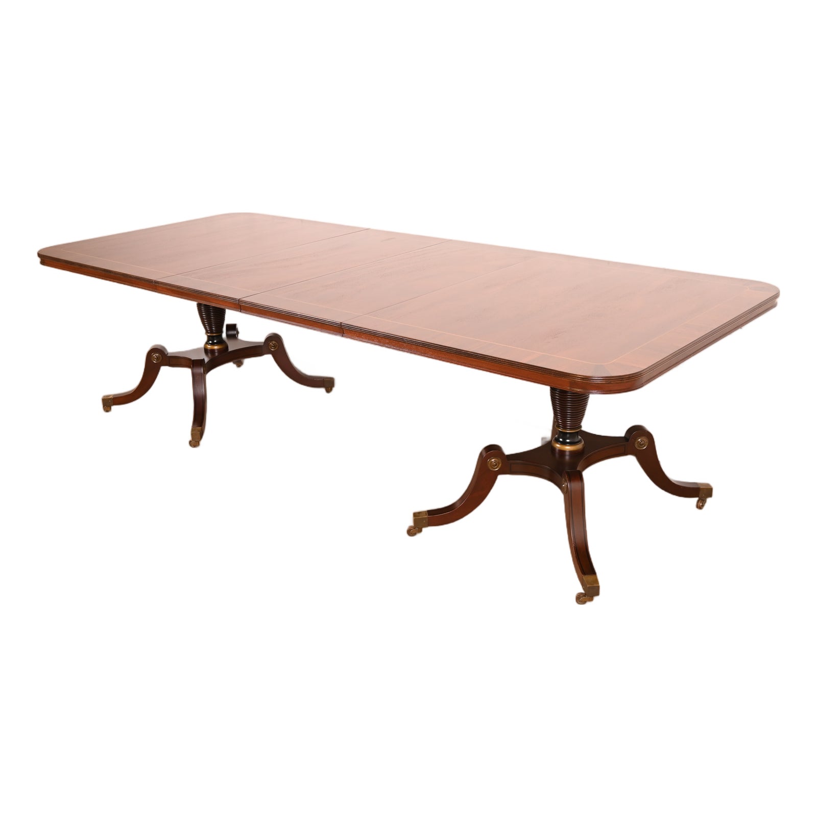 Kittinger Regency Banded Mahogany Double Pedestal Extension Dining ...