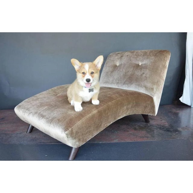 Contemporary 1980s Brown Velvet Chaise Lounge For Sale - Image 3 of 5