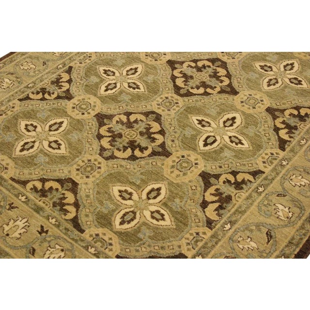 1990s 1990s Boho Chic Kafkaz Brown/Green Hand-Knotted Rug - 4'2 X 6'8 For Sale - Image 5 of 8