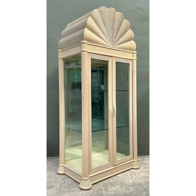 Vintage Scalloped Top Pencil Reed Cabinet For Sale - Image 10 of 12