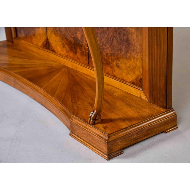 Chestnut Italian Art Deco Three Drawer Walnut Console With Crotch Veneer For Sale - Image 8 of 12