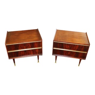 1960s ​Pair of Mid Century Modern William Hinn Swedish Walnut Night Stands For Sale