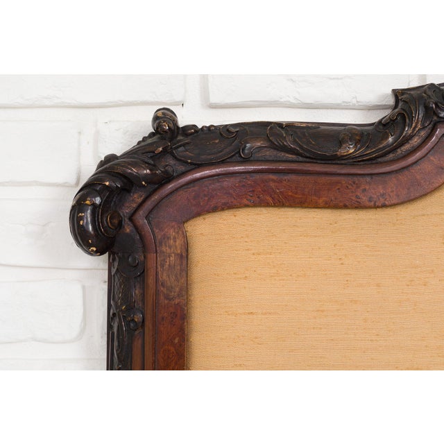 Carved Wooden Headboard with Upholstered Panel, Spain, 1960s For Sale - Image 6 of 7