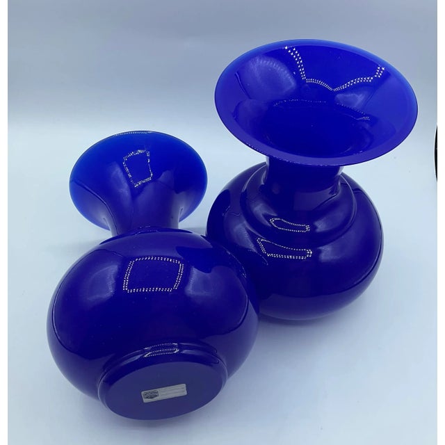 Opaline Glass Murano Vases, Set of 2 For Sale - Image 3 of 5