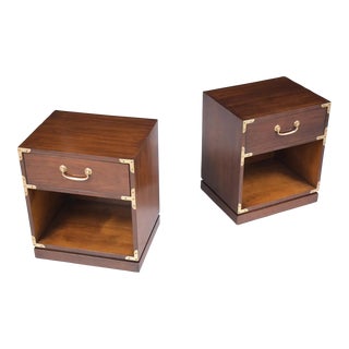 Pair of Vintage Campaign Nightstands For Sale