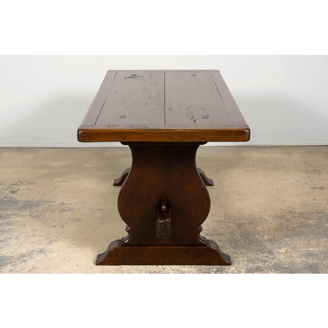 19th Century French Provincial Walnut Dining Table With Trestle Base For Sale - Image 9 of 18