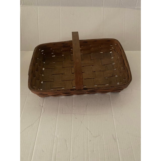 Rustic Antique Splint Oak Gathering Basket Circa 1900 For Sale - Image 3 of 12